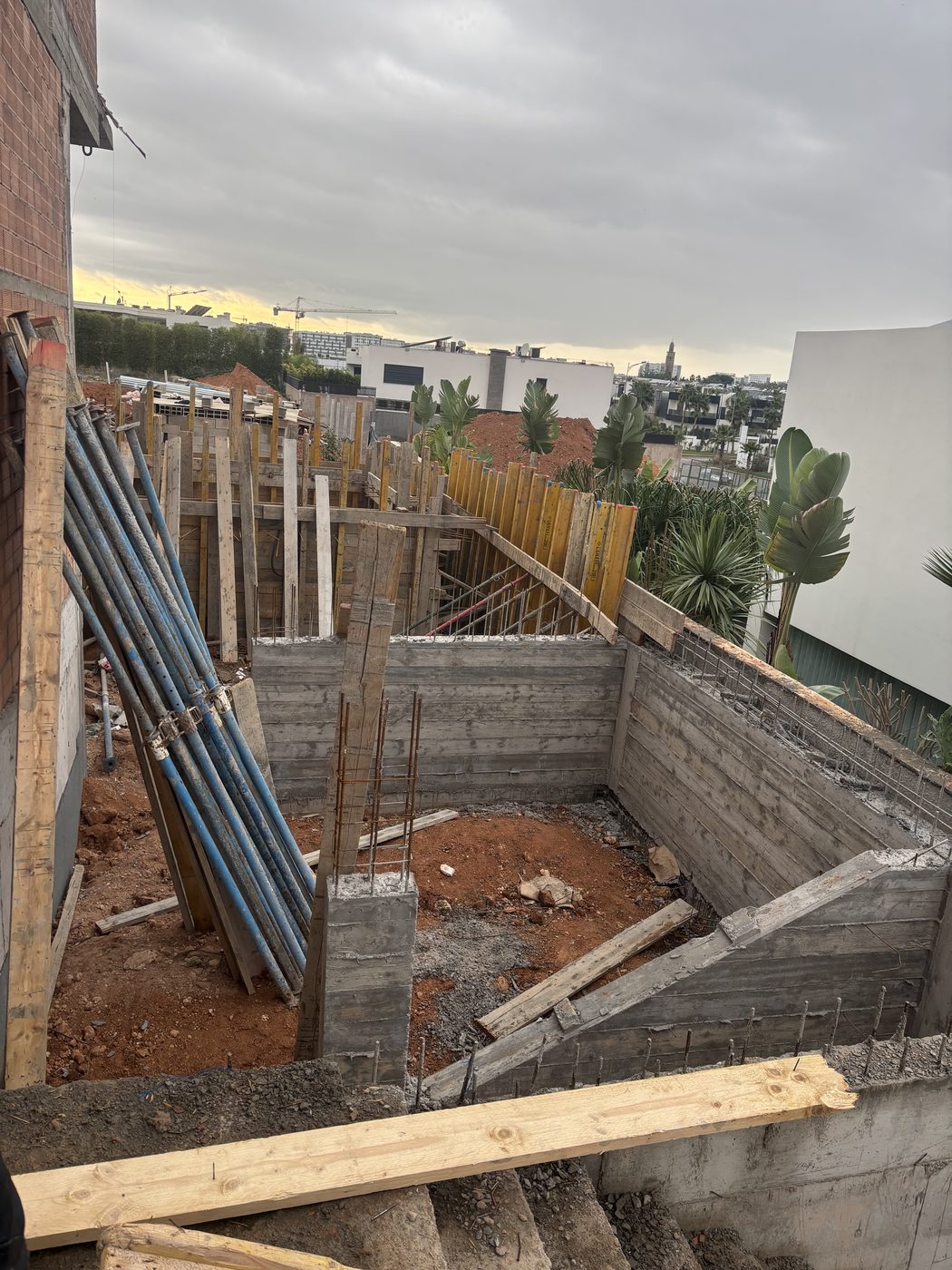 Fondations Villa Californie  -  Murs de soutènement et ferraillage